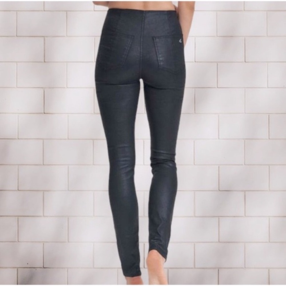 Rag & Bone Nina High Rise Pull On Pant Coated Black Slim Black Jean size L